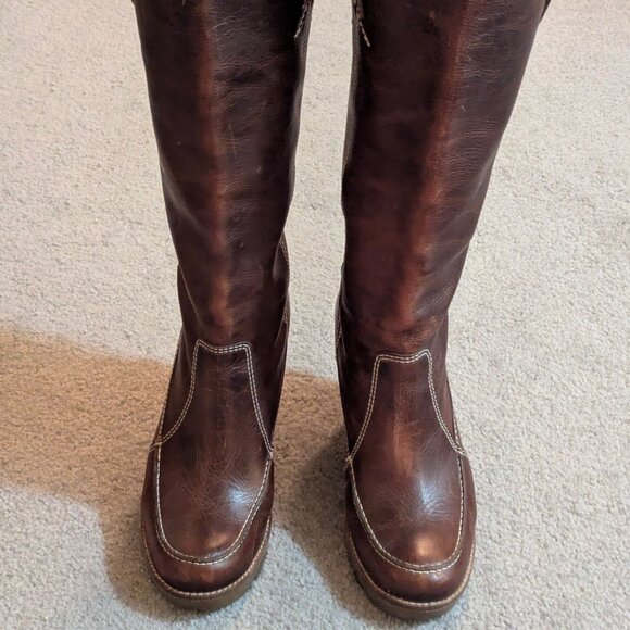 Michael Kors Vintage Leather Brown Wedge Pull On Boots Sz 7 - Picture 8 of 9